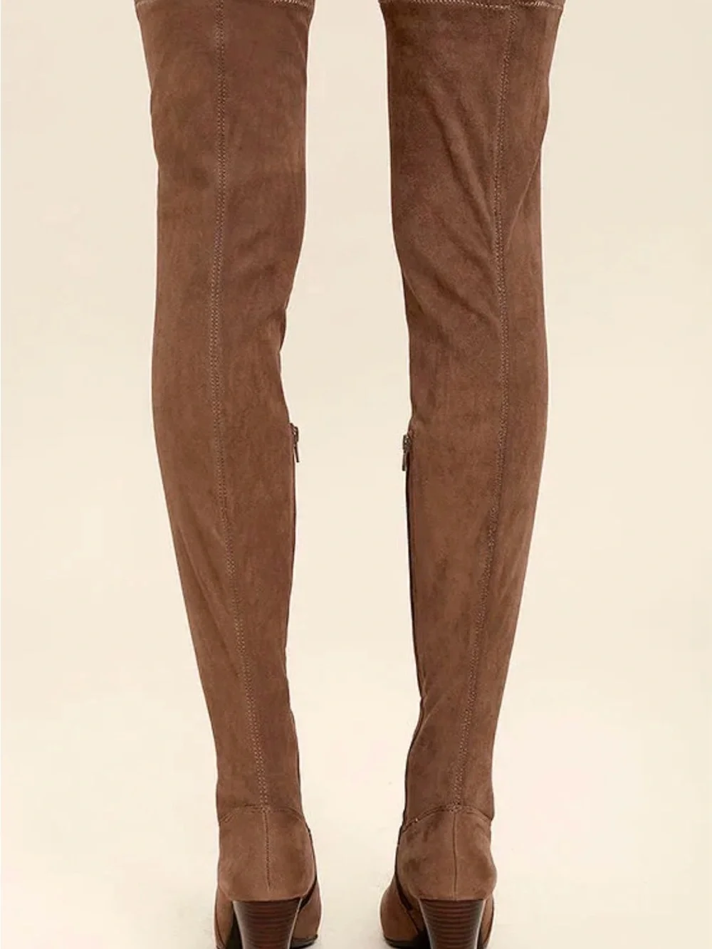 MIA Emelia Mocha Brown Suede Thigh High Over-the-Knee Zipper Heeled Boots